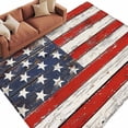 thumbnail image 2 of Independence Day Washable Area Rug 8 x 10 ft Abstract American Flag Wood Grain, Soft Non Slip Rugs Stain Repellent Indoor Felt Carpet for Living Dining Room Bedroom Home Office, 2 of 9