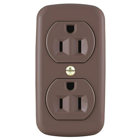 Cooper 78B-BOX Duplex Electrical Receptacle, 125 V, 15 A, 2 Pole, 3 Wire, Brown