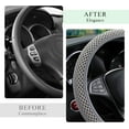 thumbnail image 2 of Elastic Steering Wheel Cover, 15"×15" Comfy Breathable Stretch Steering Wheel Protector, Ice-Silk Cloth Polyester Steering Wheel Cover for Men Women, Car Accessories, Gray, 2 of 6