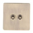 thumbnail image 2 of Interruptor de Palanca de 2, Panel de Acero inoxidable AC250V AC250V Textura de Bronce Switch Switch Aplicacia Aplicacia para Oficina, 2 of 7