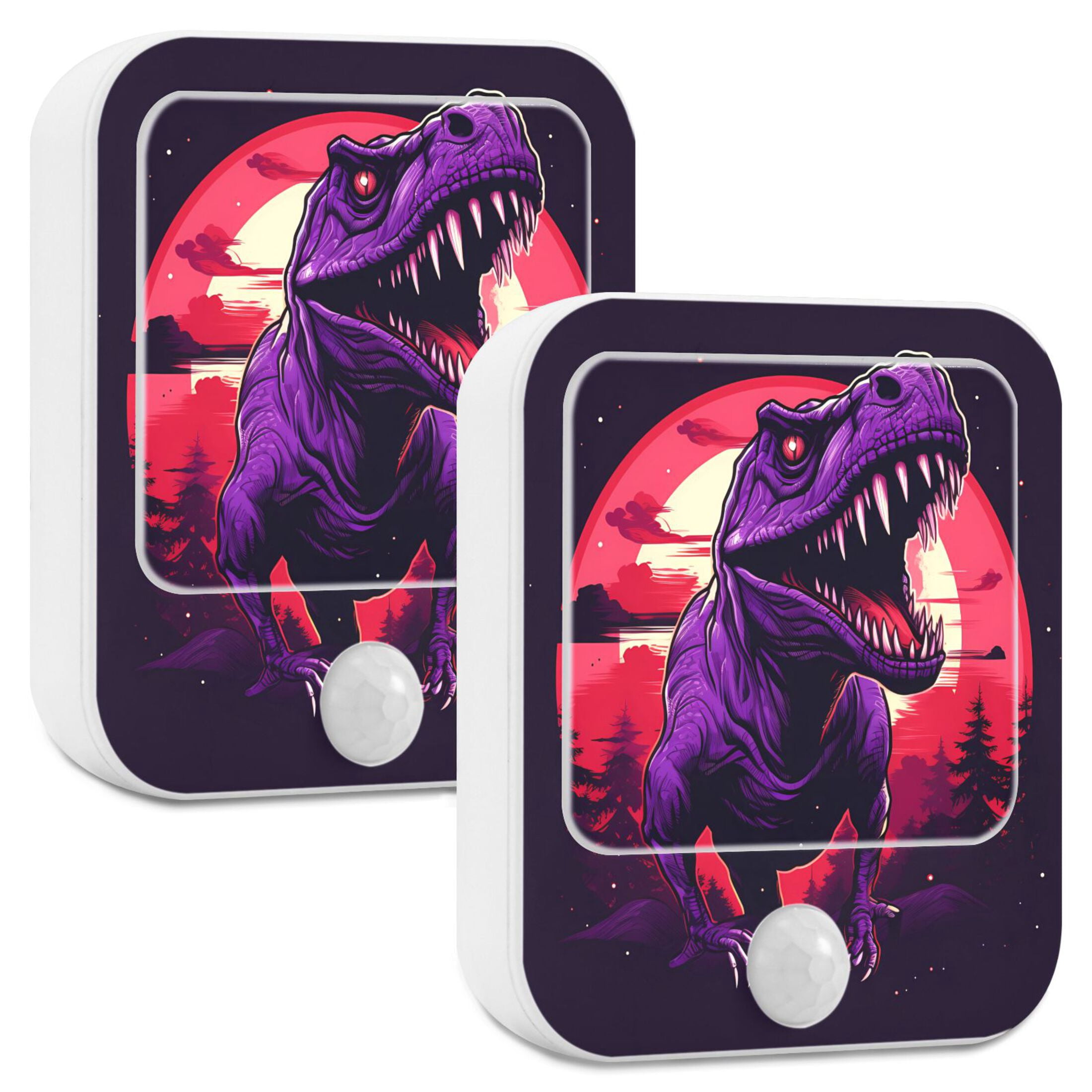 Dinosaur Trees Night Lights Plug into Wall LED with Auto Light Sensor Warm Light for Kids Hallway Bedroom Living Room Kitchen Bathroom Set of 2