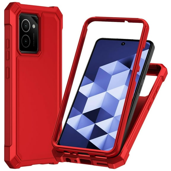 TJS for Nokia HMD Vibe (N159V TA-1590) Phone Case, Full Body Protective Heavy Duty Hybrid Bumper Cover (Red)