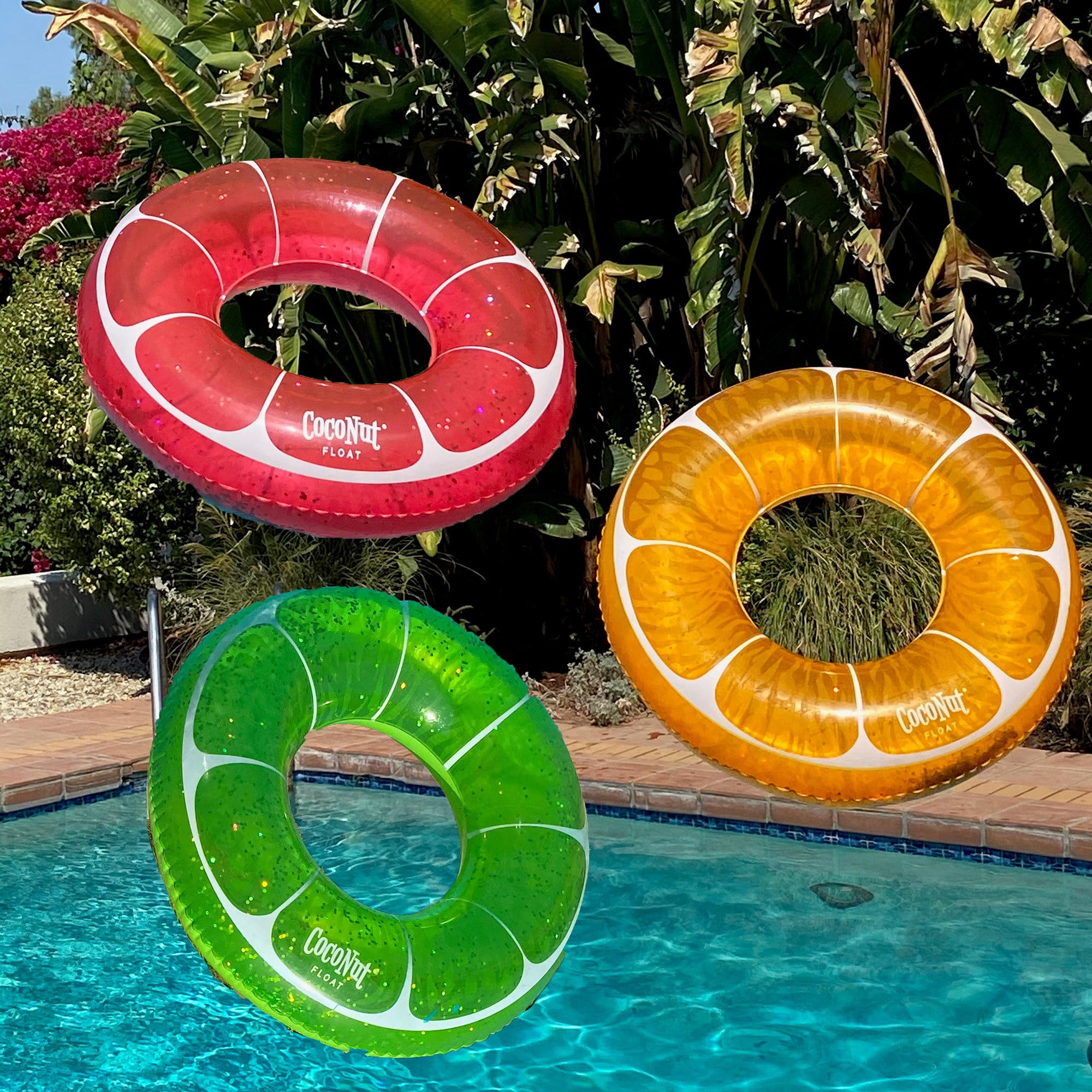 CocoNut Outdoor Tangerine Orange Glitter - 42" x 42" Pool Float – Inflatable Pool Ring – Durable Long Lasting Lounge Tube and Water Toy – Fun Decoration for Parties, Events. Ages 8+