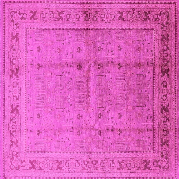 Ahgly Company Indoor Square Oriental Pink Industrial Area Rugs, 3' Square