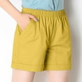 thumbnail image 4 of TTUHYWXI Casual Shorts for Women Elastic Waist Comfy Summer Pull On Solid Color Short with Pockets (Yellow, M), 4 of 5
