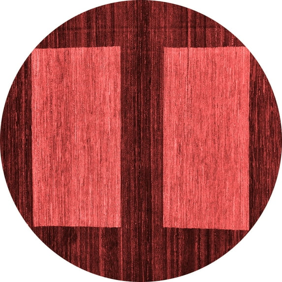 Ahgly Company Machine Washable Indoor Round Abstract Red Modern Area Rugs, 6' Round