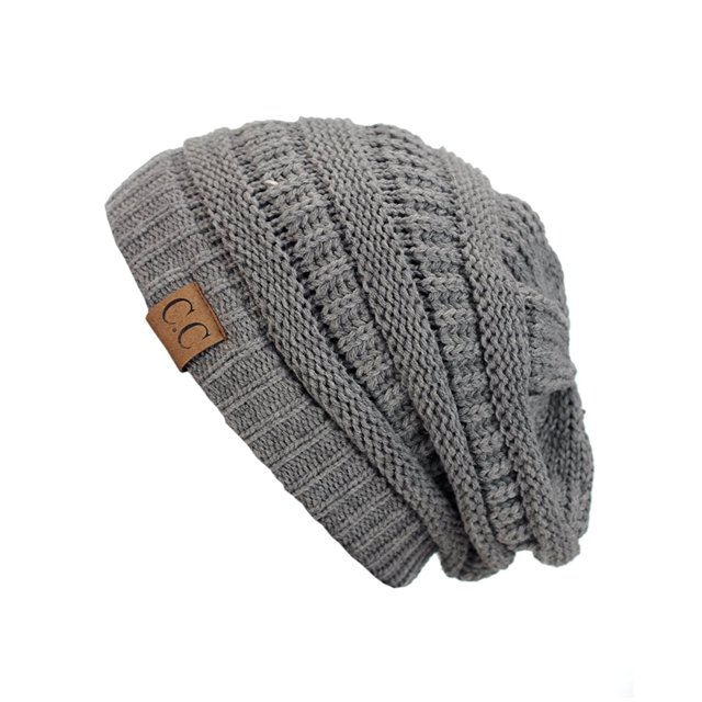 Sombrero de tapa C.C. gorrita unisex de punto suave grueso gris natural Beanie
