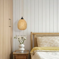 Arturesthome Handmade Kitchen Island Bamboo Pendant Light Minimal Woven Hanging Lamp