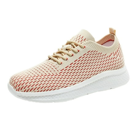 

GEZHEN Women s Flat Heel Mesh Breathable Comfortable Lace Up Casual Shoes Non Slip Running Single Shoes Non Slip Low Top Platform Shoes