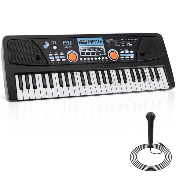 Digital Musical Karaoke Keyboard - Portable Electronic Piano Keyboard with Built-in Rechargeable Battery & Wired Microphone (49 Keys)