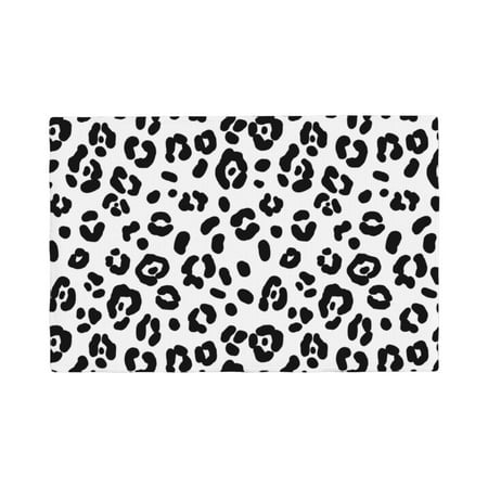 

Table Placemats Set of 6 - African Leopard black white print 12x18 In Faux Linen Double Heat Resistant Place Mats Cloth Indoor/Outdoor Placemats Washable Table Mats for Dining Kitchen Party