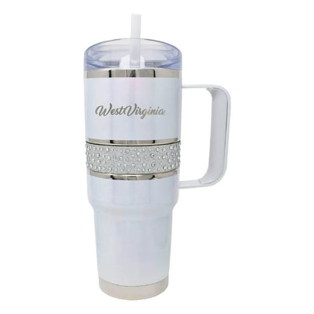 White West Virginia Mountaineers 32oz. MyBevi Rhinestone Hollywood Travel Mug