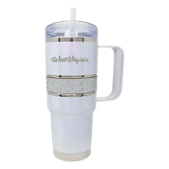 White West Virginia Mountaineers 32oz. MyBevi Rhinestone Hollywood Travel Mug