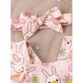 thumbnail image 4 of Suealasg Infant Baby Girls Easter 2Pcs Outfits Sets 3M 6M 9M 12M 18M Flying Sleeve Bunny Shamrock Print Ruffle Romper Dress + Headband Newborn Girls Summer Casual Clothes, 4 of 9
