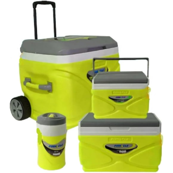 Hieleras 30lts C/ Ruedas, 11 Y 4.5lts Termo 1 Lt Pinnacle Verde Lima