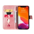 thumbnail image 2 of Zipper Wallet Case for iPhone 14, Glossy Luxury Faux PU Leather Soft Silicone Shockproof Flip Folio Cover with Card Slots Pocket Magnetic Clasp Kickstand Fashion Case, Rosegold, 2 of 8