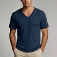 thumbnail image 3 of Stamzod Mens Shirts Summer V-Neck Corduroy Pullover Tops Loose Casual Short Sleeve T-Shirts Plus Size Men Clothing Navy XXL, 3 of 9