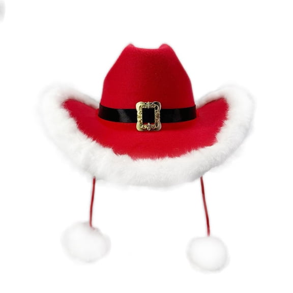 AJGRHE Santa Christmas Cowboy Hat Unisex Cowboy Hat for Men and Women Themed Western Cowboy Casual Hat Suitable For Stage Party Occasions Red One Size