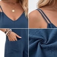 thumbnail image 4 of MLDRA Women’s Summer Romper V Neck Sleeveless Jumpsuit Adjustable Strap Casual Loose Short Overalls with Pockets, 4 of 7