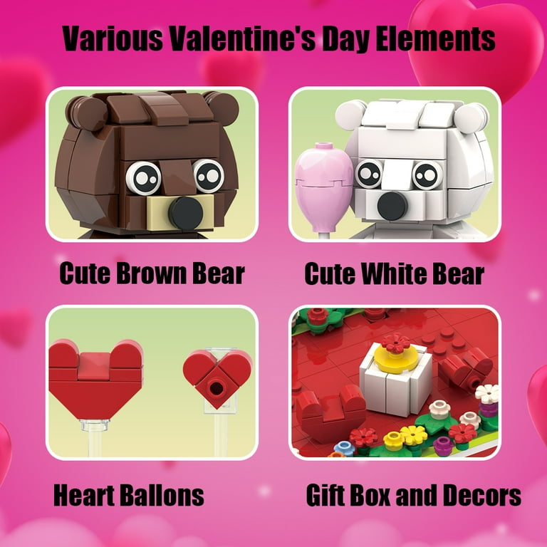 Jarsant, Valentine's Building Blocks Set Toy, Bear Couple, Kid's