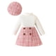 thumbnail image 2 of Conjuntos de blusas y camisas de cuello redondo y manga larga para niños Conjunto de vestido de boina y falda de manga larga con lazo y mangas acampanadas y botones Top de poliéster para niños, 2 of 8
