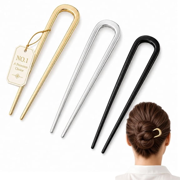  French Pins Hair, Large French Twist Bobby Pins for Fine and Thick Hair Elegant Decorative Bun Maker for Women Durable U Shaped Hairstyle Accessories Great Hold and Comfortable Fit(M)