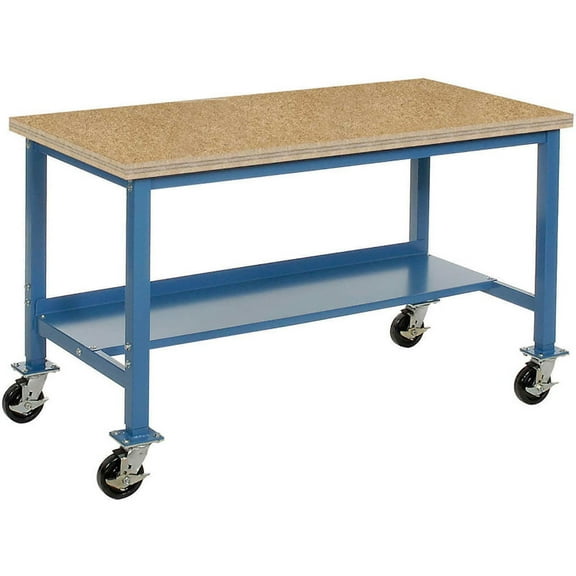 Mobile Production Workbench, Shop Top Safety Edge, 48"W x 30"D, Blue
