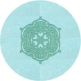 thumbnail image 1 of Ahgly Company Machine Washable Indoor Round Transitional Medium Turquoise Green Area Rugs, 7' Round, 1 of 7
