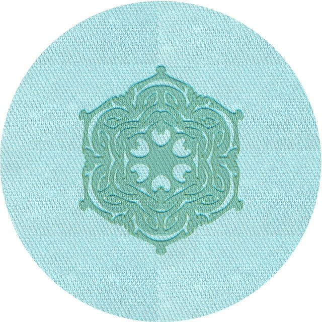 Ahgly Company Tapis d'Intérieur Rond Lavable en Machine Turquoise Vert Moyen Transitionnel, 5 Pieds Rond