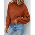 thumbnail image 2 of YOGAFOX Women Casual Oversized Cable Knit Long Sleeve Pullover Sweater Deep Orange XL, 2 of 5