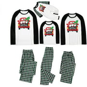 Holiday Christmas Family Pajamas Dwarf Driving Graphic Matching Set for Couples and Kids Baby Sleepwear