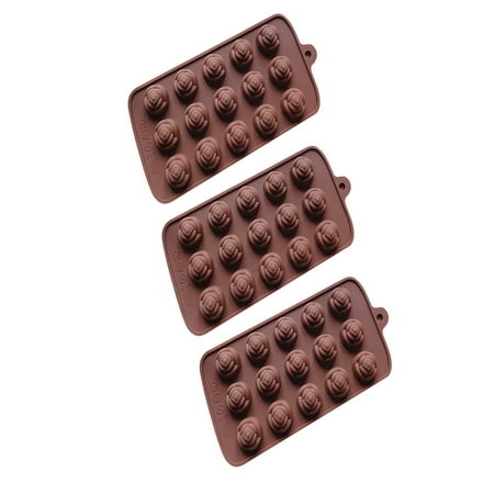 

XFLWAM Silicone Rose Chocolate Mould Garden Ice Mould Pudding Mould Baking Tools 3PC