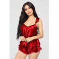 thumbnail image 4 of Lingerie de Nuit en Satin Soie Dentelle Babydoll Ensemble de Pyjamas Shorts, 4 of 5