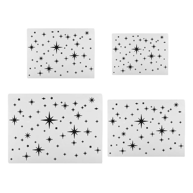 Plantillas de pintura con estrellas, paquete de 4 plantillas reutilizables para dibujo, color blanco