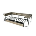 thumbnail image 6 of Corner Twin Bed Frame with Bookcase Headboard, 2 Underbed Storage Drawers, LED Lighting and Charging Station, Reversible Daybed Design for Small Spaces, Grey, 6 of 9
