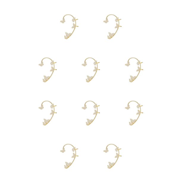 Minnieouse Elegantes aretes de plata para mujer - Exquisitos y atemporales aretes estilo estrella sin orificios para los oídos Clips para los Oro (derecha) 10piezas