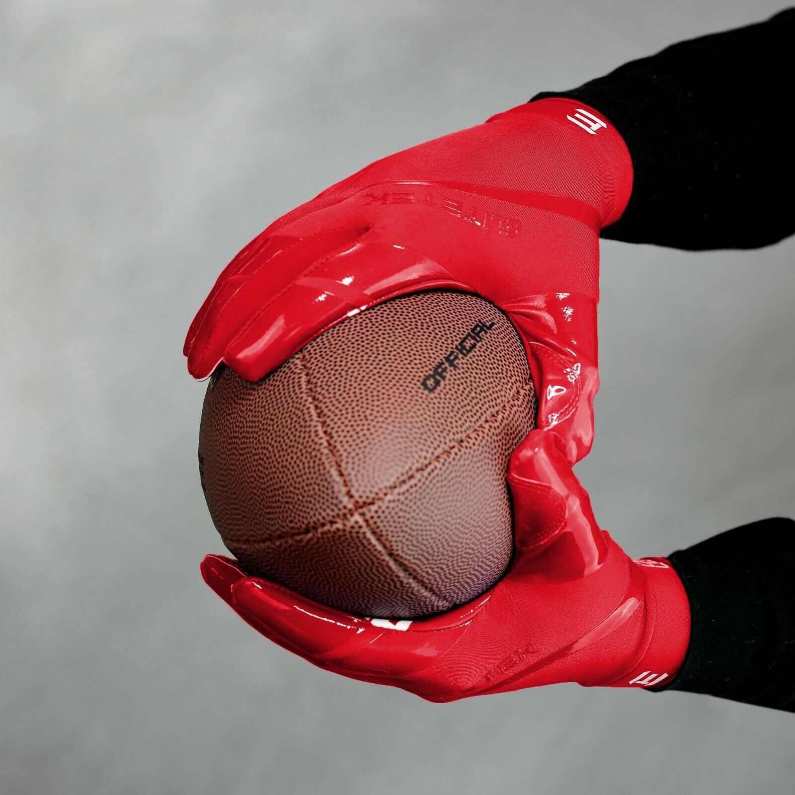 Youth Sizes Kids EliteTek RG-14 Super Tight Fitting Football Gloves Easy Slip On Design No Wrist Strap 