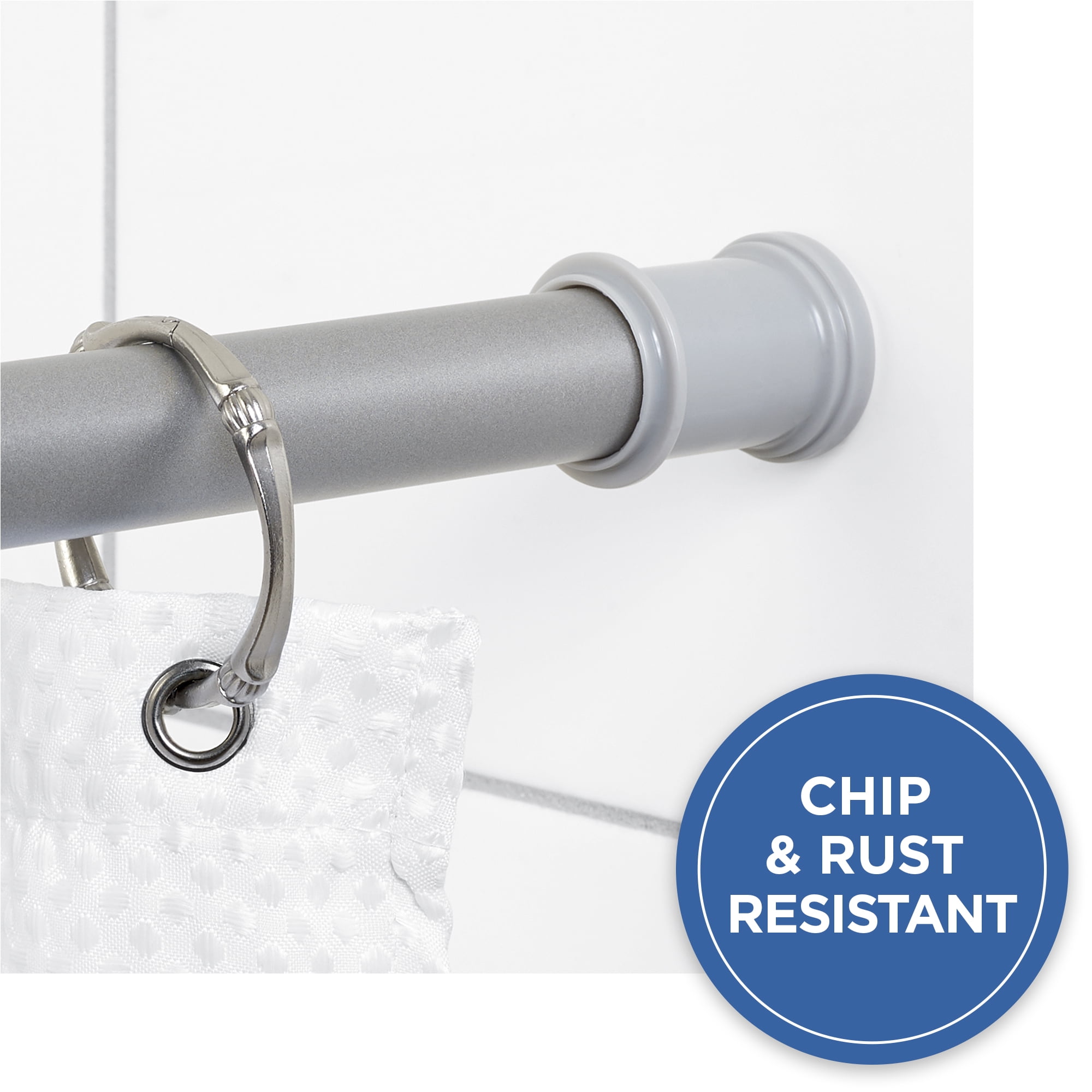 Mainstays Adjustable Tension Shower Curtain Rod, 44" - 72", Satin Nickel