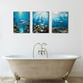 thumbnail image 3 of Blue Beach Bathroom Wall Art Under Sea World Photo Prints Kids Bathroom Ocean Fish Shark Dolphin Wall Decor Coastal Seascape Pictures Canvas Artwork for Living Room Bedroom Home Decorations, 3 of 6