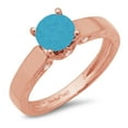 thumbnail image 3 of 1.06 ct Round Cut Simulated Turquoise Solitaire with Simulated Diamond Accents 18K Rose Gold Womens Engagement Ring, 3 of 6