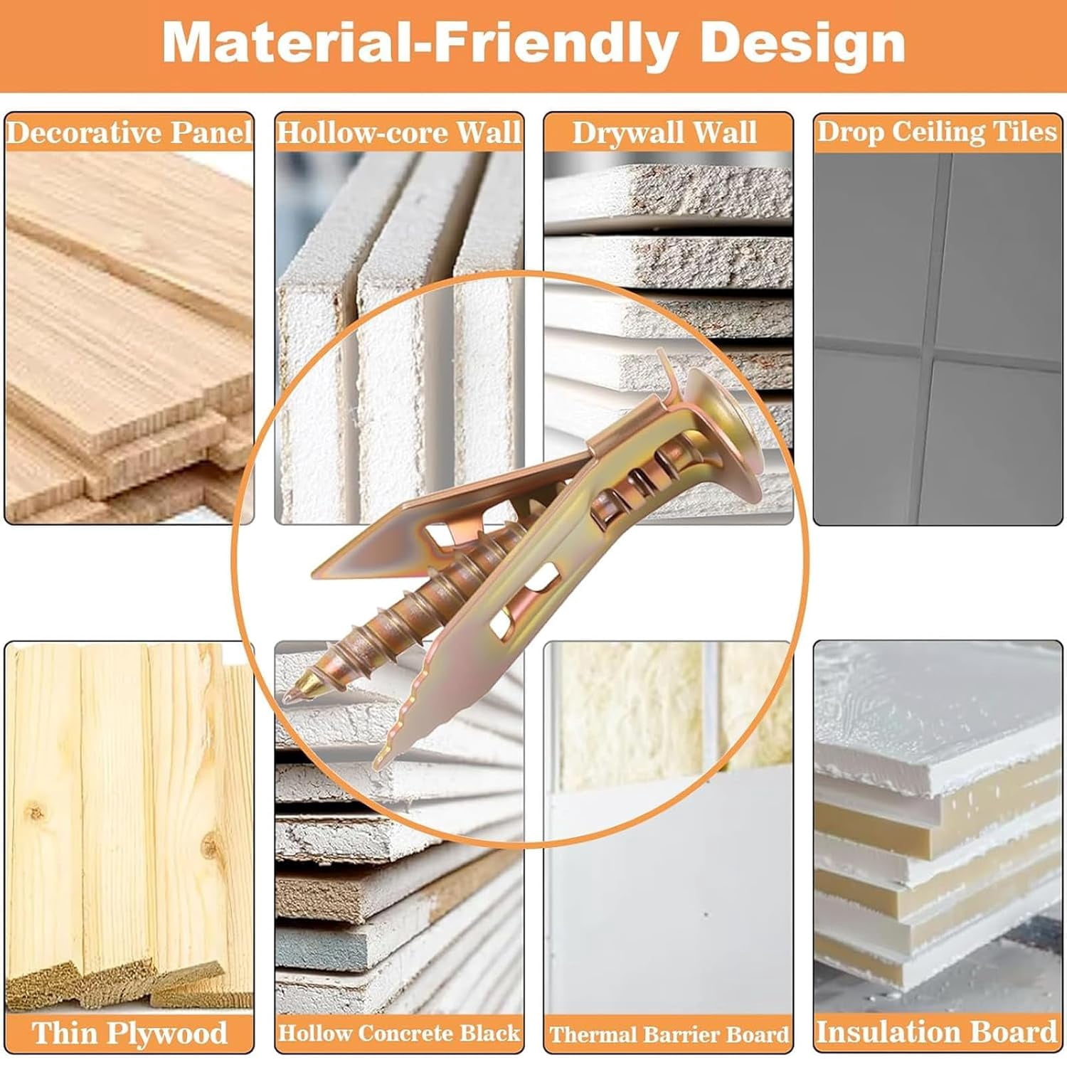 200Pcs Drywall Anchors with Screws Kit, Self Drilling Drywall Anchors, 100Pcs Sheetrock Anchors and 100Pcs Screws, Furniture Anchors No Drill