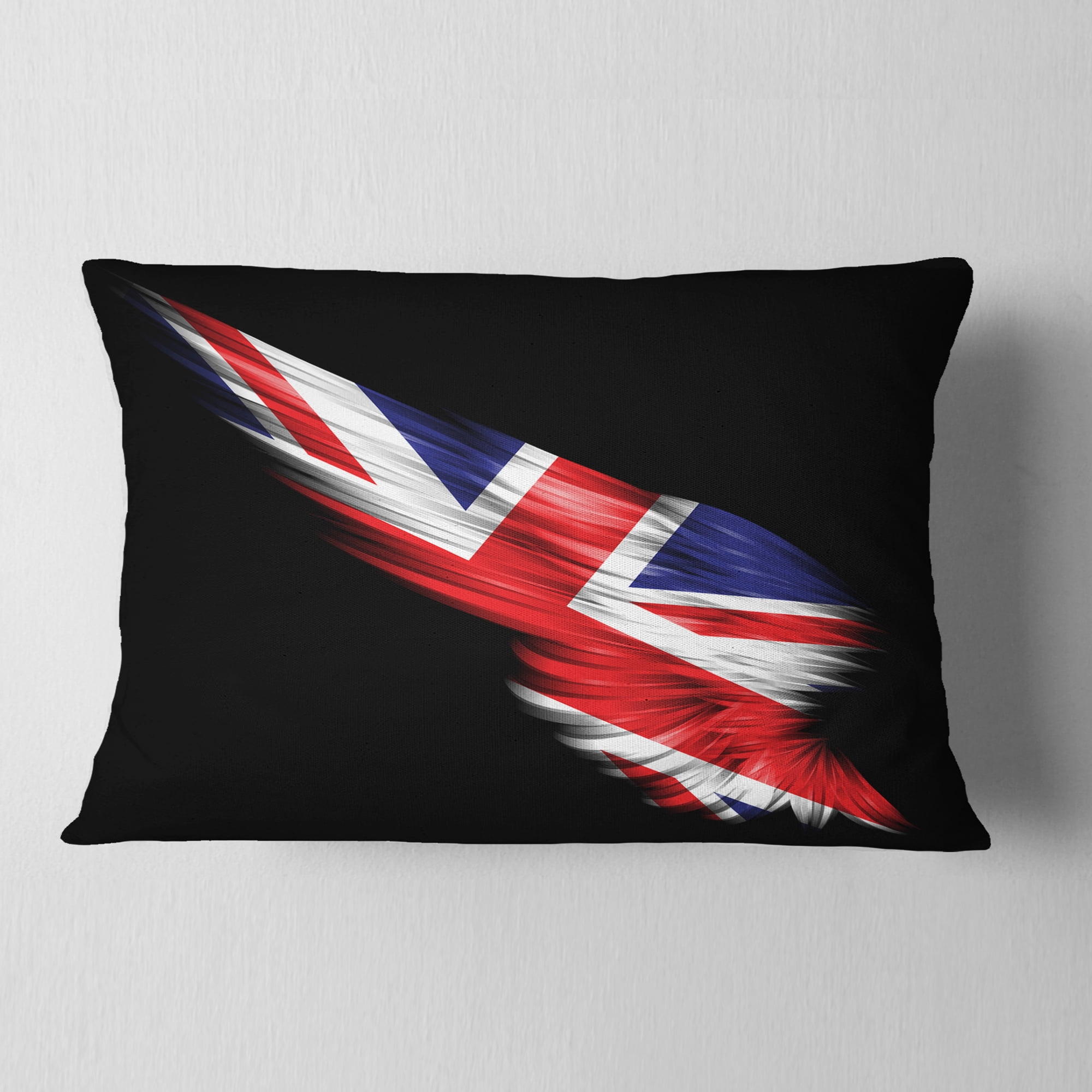Designart Wing with United Kingdom Flag - Abstract Throw Pillow - 12x20
