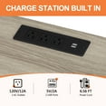 thumbnail image 3 of 25"H Raised TV Stand Industrial TV Stand with Fabric for Living Room, Bedroom with Charging Stake Gray, 3 of 6
