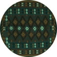 thumbnail image 1 of Ahgly Company Machine Washable Indoor Round Southwestern Turquoise Blue Country Area Rugs, 4' Round, 1 of 4