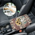 thumbnail image 5 of Renewold Car Center Console Cushion Cover Comfortable Armrest Seat Box Lid with Organizer Pockets Arm Rest Covering Suitable for Most Cars SUVs Trucks, American Tribal Deer Skull Sunflower Cow Print, 5 of 9