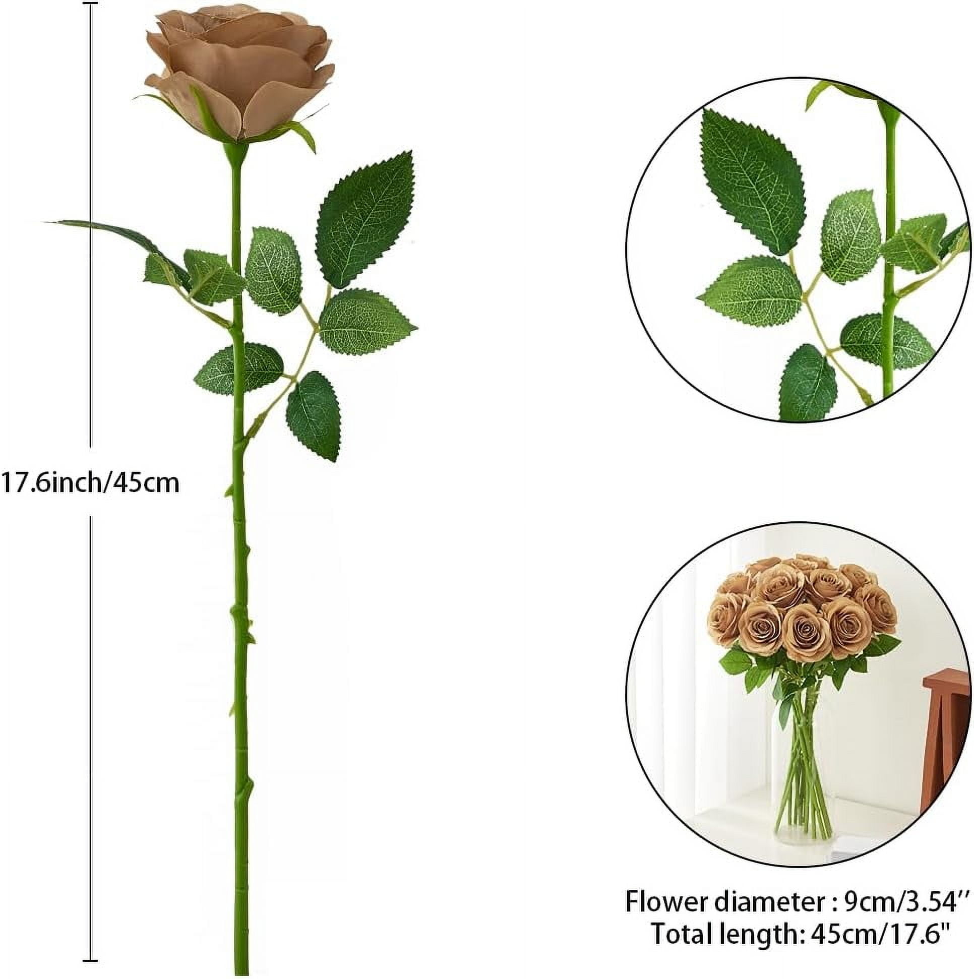 12PC Black Roses Artificial Flowers Fake Roses Silk Realistic Roses Bouquet Flowers with Long Stems for Wedding Home Party Centerpieces Decorations