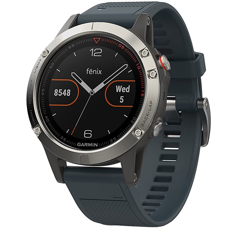 garmin fenix 5 silver with granite blue band