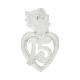 thumbnail image 1 of 14k Gold White Rhodium, 15 Anos Heart Quinceanera Pendant Charm Created CZ 10mm NO Necklace, 1 of 7