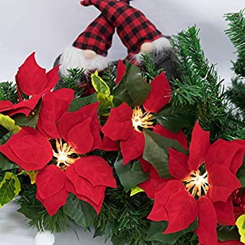 Vanthylit 6FT Red Berry Garland Lights Battery Operated Christmas Garlands for Holiday Indoor Outdoor Decorations