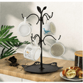 thumbnail image 2 of Coffee Mug Holder for Large Mugs, Mug Tree for Counter, Coffee Cup Holder for Countertop, Mug Rack with Tray, Metal Coffee Mug Tree with 6 Hooks, Coffee Counter Bar Accessory & Kitchen Home Organizer, 2 of 6
